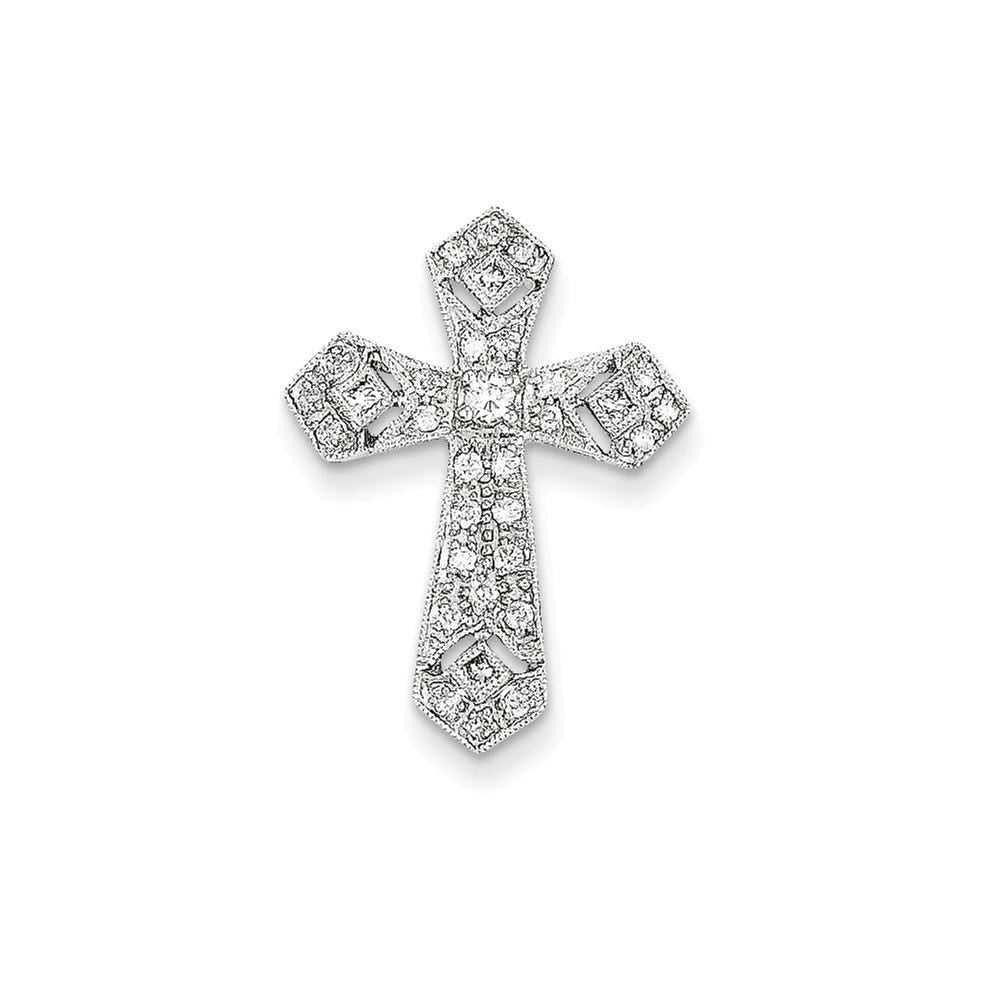 14K White Gold Passion Diamond Cross Pendant