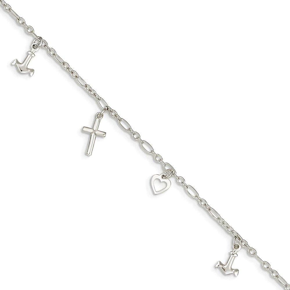 Sterling Silver Charm Anklet with 4 Charms