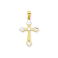 10K & Rhodium Budded Cross Pendant