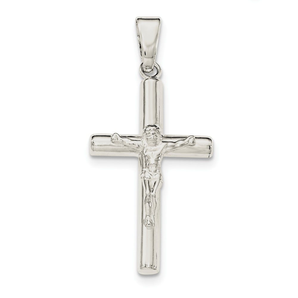Sterling Silver Polished Hollow Crucifix Pendant