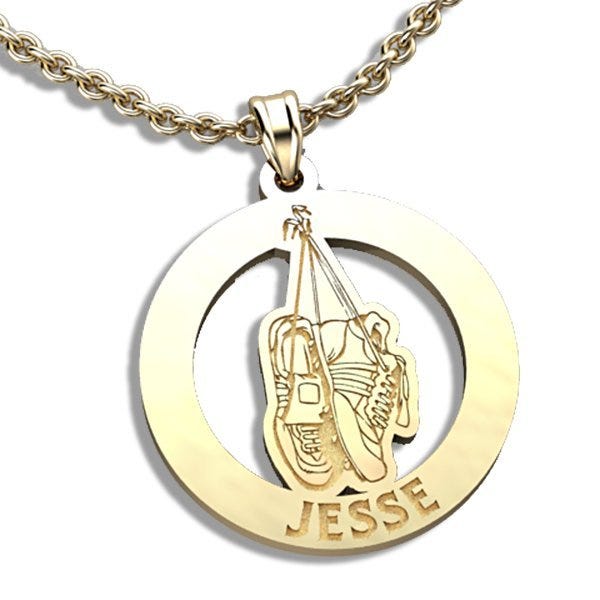 Running or Jogging Sneakers Cut-Out Pendant with Name