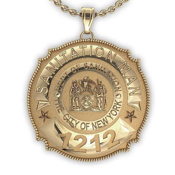 Personalized Sanitation Badge Necklace or Charm - Shape 1