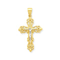 10K And Rhodium Crucifix Pendant