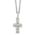 Sterling Silver Rhodium Plated Cz Cross Pendant
