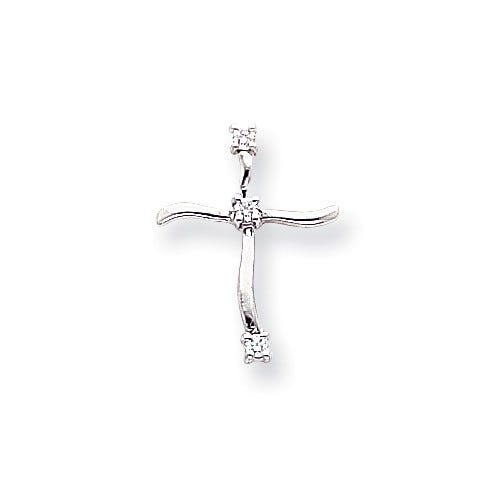 14K White Gold Diamond Cross Pendant