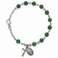 Silver-Tone Malachite Rosary Bracelet