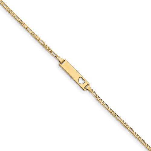 Custom Engraved 14K Gold Women's Heart Cutout ID Bracelet