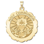 Holy Communion Scalloped Round Religious Medal
