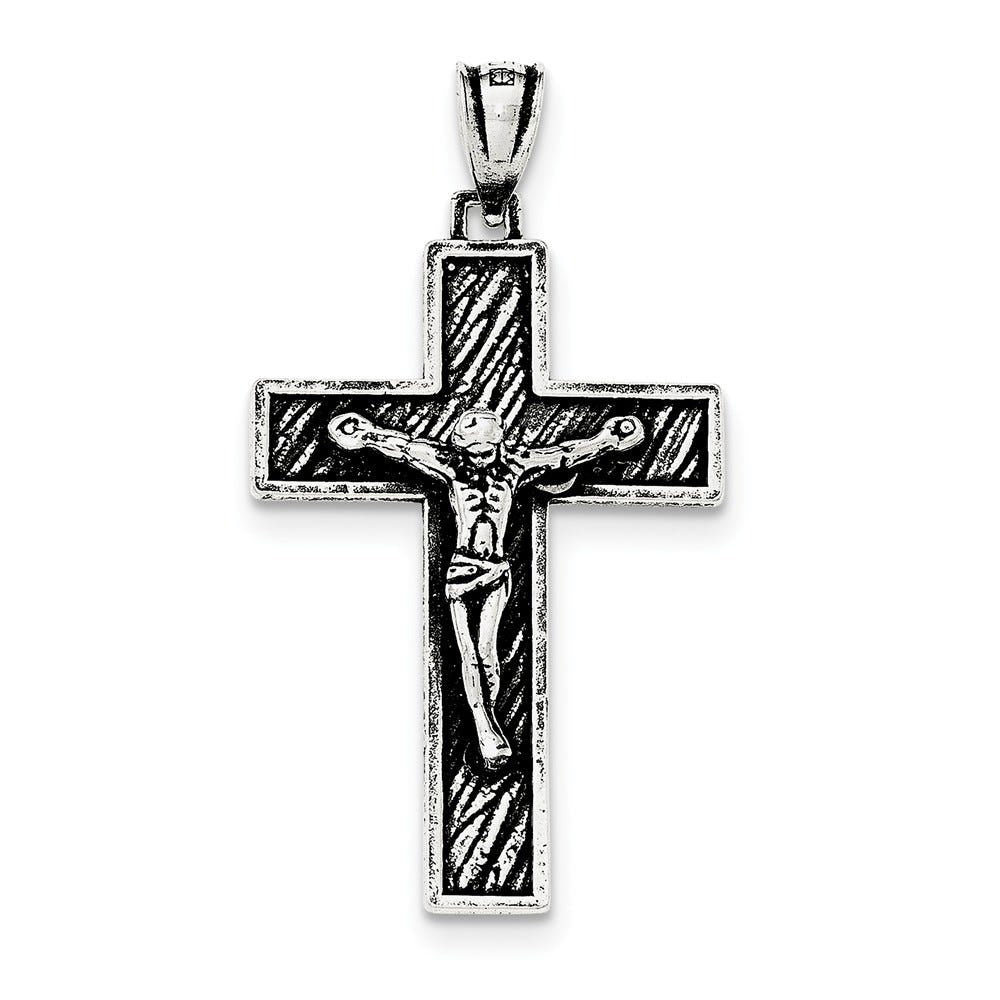 Antiqued Box Cross Crucifix Pendant