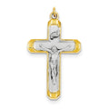 Rhodium-Plated Vermeil Corpus Cross Pendant
