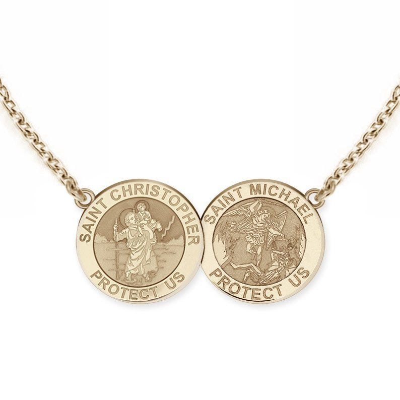 Saint Christopher & Saint Michael Double Saint Medal