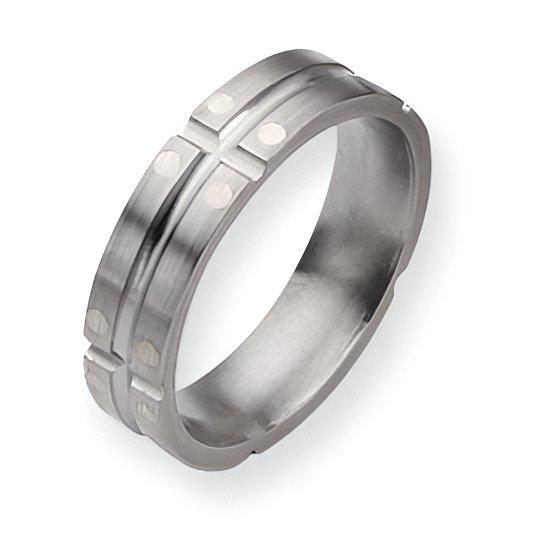 Titanium Sterling Silver Dots Approx. 0.24 Inch Satin and Polished Wedding Band