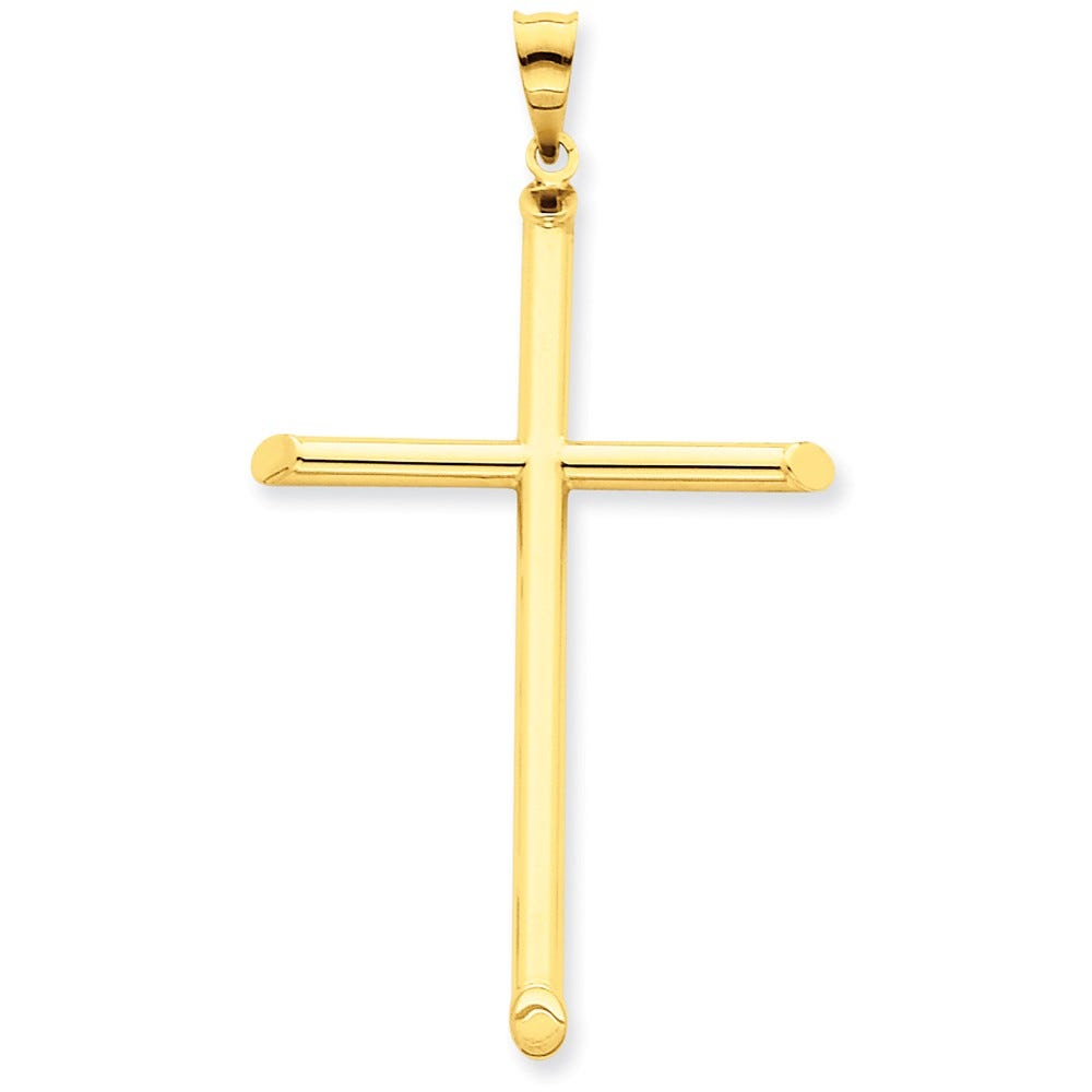 14K 3-D Polished Hollow Ball-Tip Cross Pendant