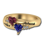 2 Heart Shaped Birthstone Mother's Personalized Ring