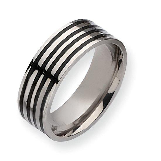 Titanium Black Enamel Flat Approx. 0.31 Inch Polished Wedding Band