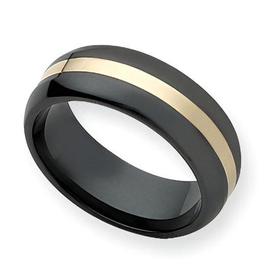 Ceramic Black with 14K Inlay Approx. 0.31 Inch Polished Band