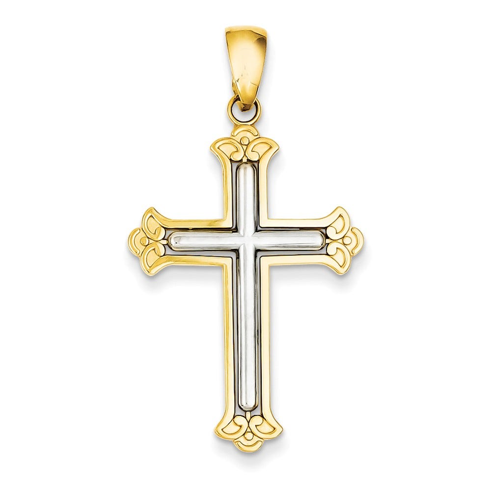 Two-Tone Budded Cross Frame Pendant