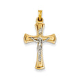 14K Two-Tone Inri Hollow Crucifix Pendant