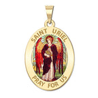 Saint Uriel - Oval Religious Medal "Color