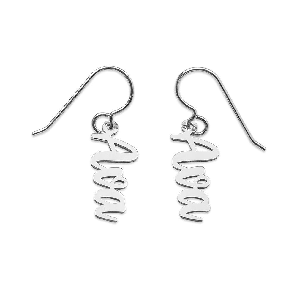 Pair of Script Name Dangle Earrings