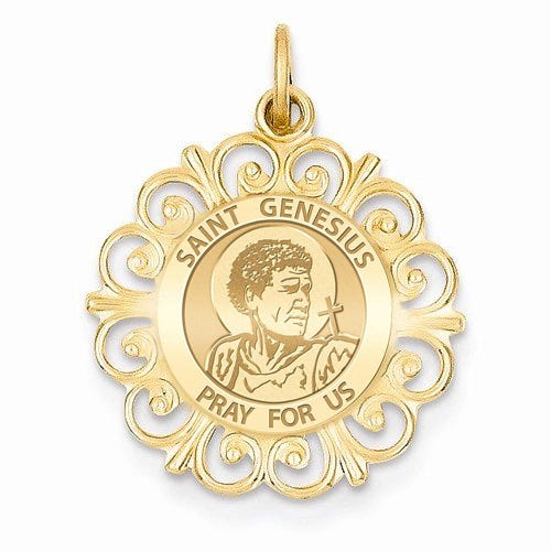 Saint Genesius Round Filigree Religious Medal