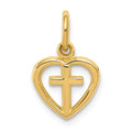 14K Cross In Heart Charm