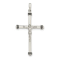 Sterling Silver Polished Textured Hollow Crucifix Pendant