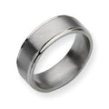 Titanium Ridged Edge Approx. 0.31 Inch Brushed and Polished Wedding Band