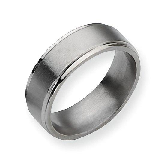 Titanium Ridged Edge Approx. 0.31 Inch Brushed and Polished Wedding Band