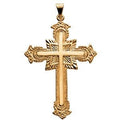 14K Yellow Gold Ornate-Tipped Cross Pendant