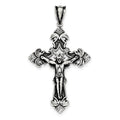 Sterling Silver Antiqued Inri Ornate-Arms Crucifix Pendant