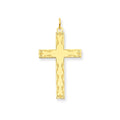 14K Laser Designed Hammered Cross Pendant