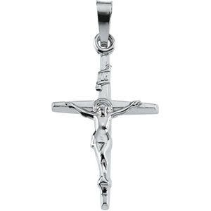 14K White Gold Crucifix Pendant