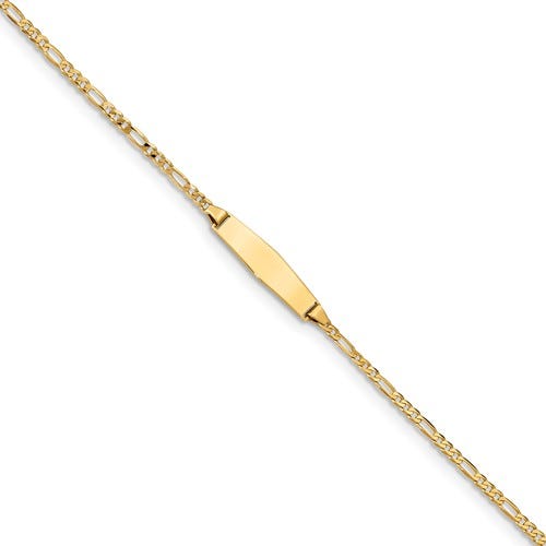 Custom Engraved 14K Gold Children's Figaro Link ID Bracelet