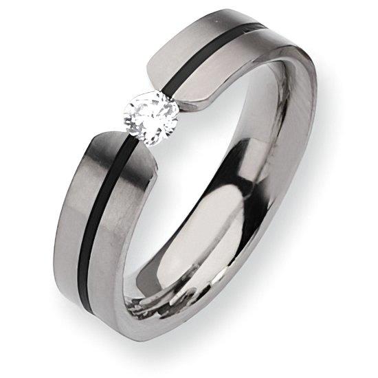 Titanium Approx. 0.24 Inch 0.33Ct. Diamond Satin Wedding Band