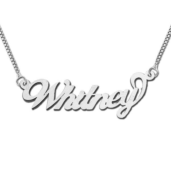 Sterling Silver Script Name Necklace with Box Chain
