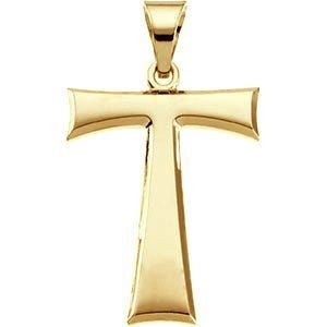 14K Yellow Gold Tau Cross Pendant