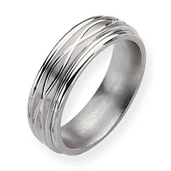 Titanium Criss-Cross Design Approx. 0.28 Inch Satin Wedding Band