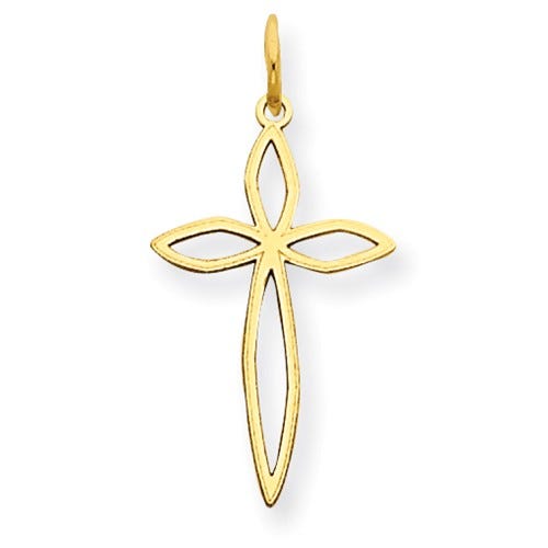 14K Laser Designed Openwork Cross Charm