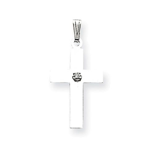 14K White Gold Diamond Cross Pendant