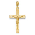 14K Polished Satin And Diamond-Cut Crucifix