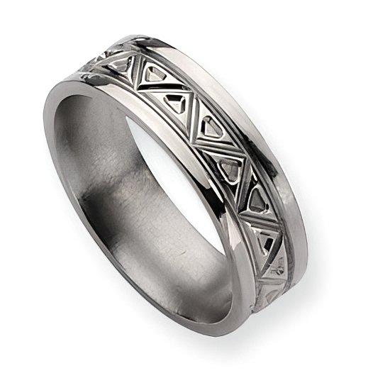 Titanium Tribal Design Approx. 0.28 Inch Polished Wedding Band