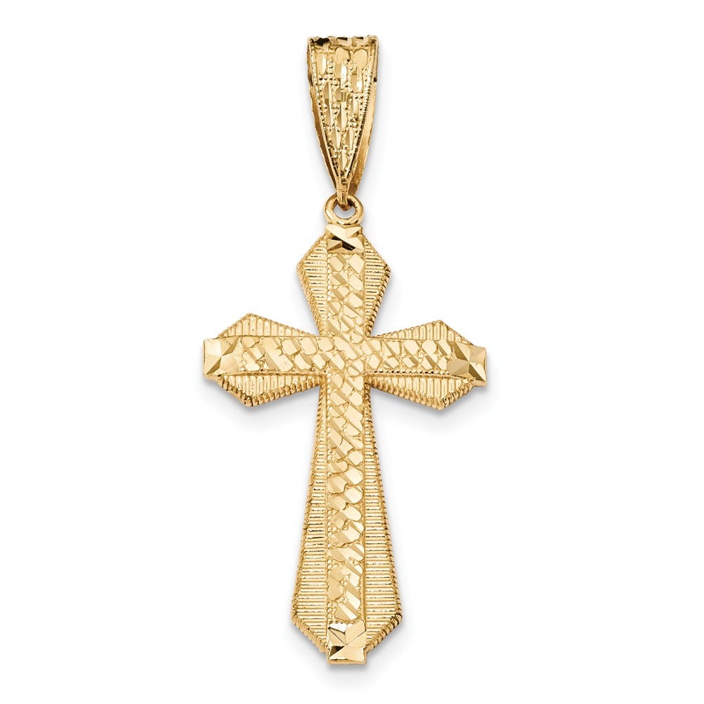 14K Diamond-Cut Center Cross Pendant