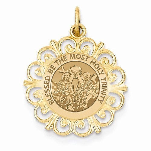 Holy Trinity Round Filigree Religious Medal