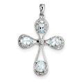 Aquamarine And Diamond Cross Pendant
