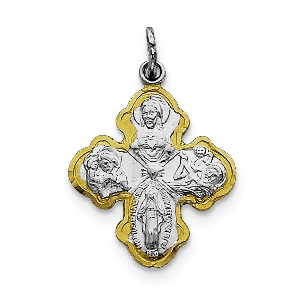 Rhodium-Plated And Vermeil 4-Way Medal