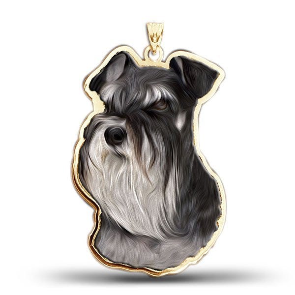 Miniature Schnauzer Dog Color Portrait Charm or Pendant