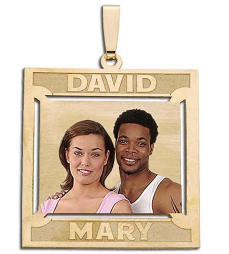 Square Shaped Pendant with 2 Names
