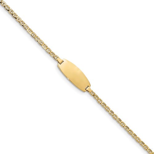 Custom Engraved 14K Gold Children's Anchor Link ID Bracelet