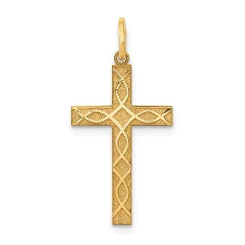 14K Laser Designed Cross Charm